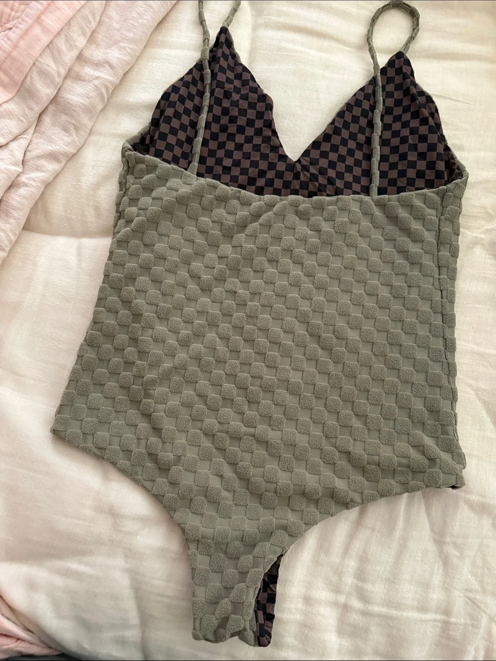 Mai Textured olive bodysuit swimsuit
